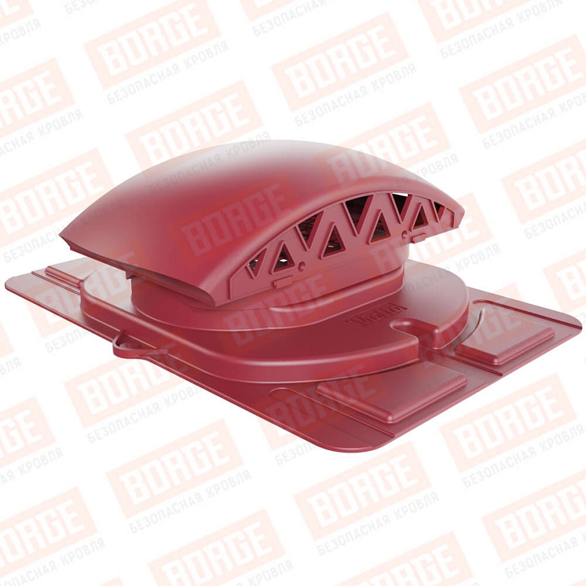 Вентилятор подкровельный Viotto с универсальным проходным элементом, красное вино (RAL 3005). Черепаха