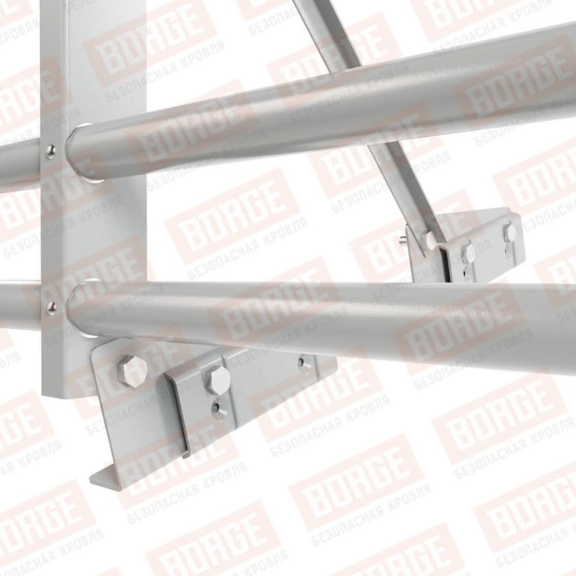 Ограждение декоративное NewLine H-60см, 3м, для фальц. кров., бело-алюминиевый (RAL 9006), с двумя доп. трубами