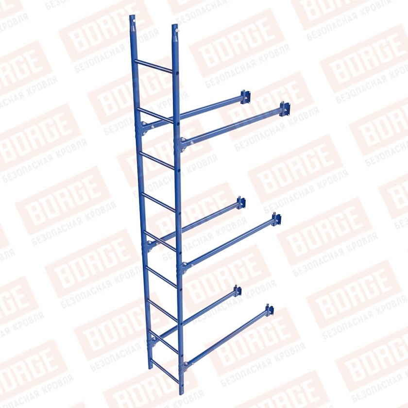 Комплект лестница фасадная BORGE (нижняя секция), 2,7м, сигнально-синий (RAL 5005)