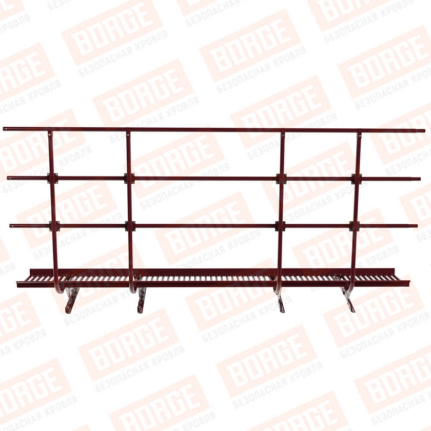 Мостик переходной с ограждением BORGE Н-120см, 3м, для фальцевой кровли, красное вино (RAL 3005)