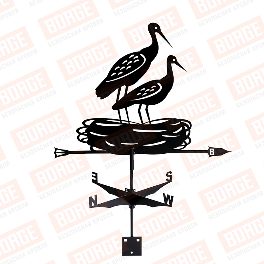 Флюгер BORGE Аисты, 700х530мм, чёрный (RAL 9005 matt)