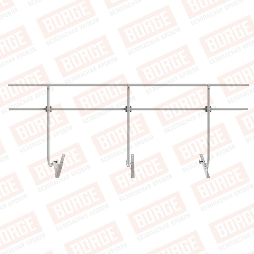 Ограждение кровельное BORGE H-120см, 3м, для композитной черепицы, бело-алюминиевый (RAL 9006)