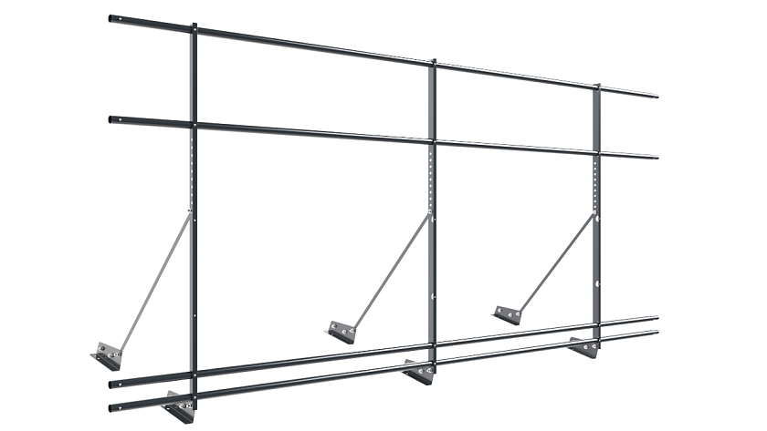 Ограждение кровельное NewLine H-120см, 3м, для фальц. кров., антрацитово-серый (RAL 7016), с двумя доп. трубами