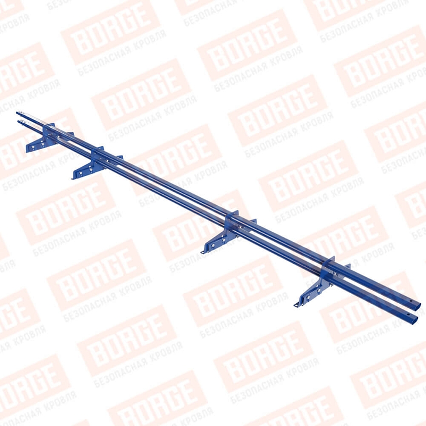 Снегозадержатель трубчатый Русский Рубеж 25х45мм, 3м, 4 опоры, для фальц. кровли, сигнально-синий (RAL 5005)