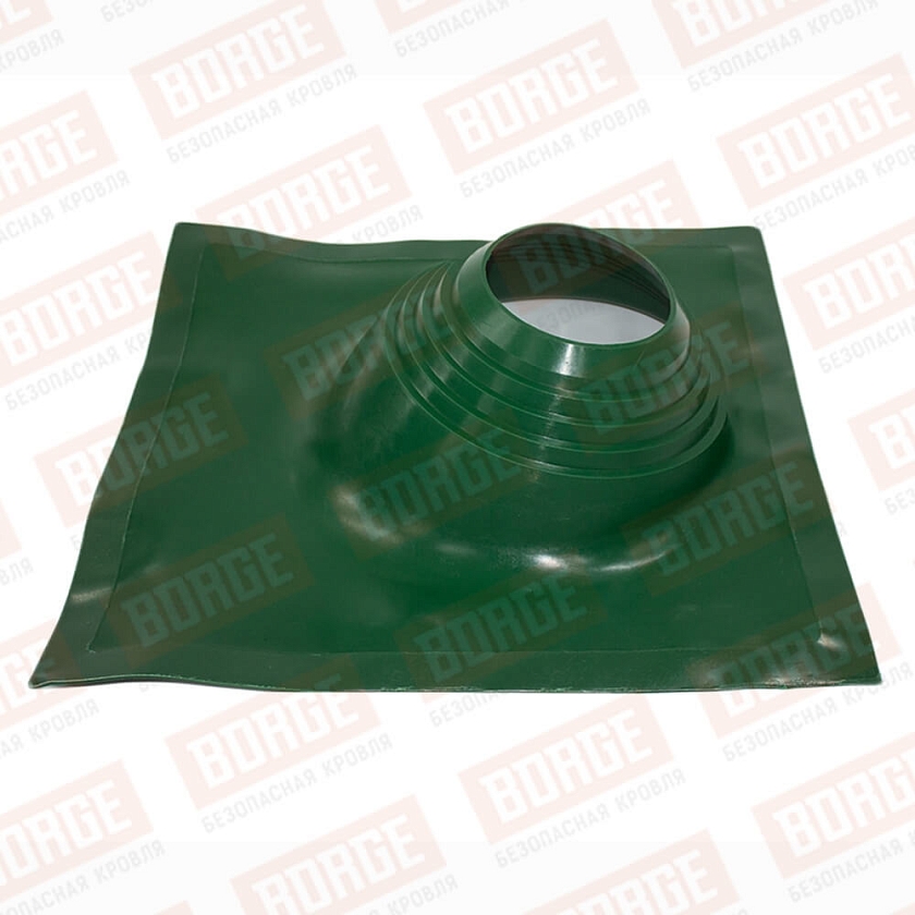 Проходка кровельная угловая №2 BORGE (d=200-300, 525х525mm, RAL 6005 зеленый), силикон