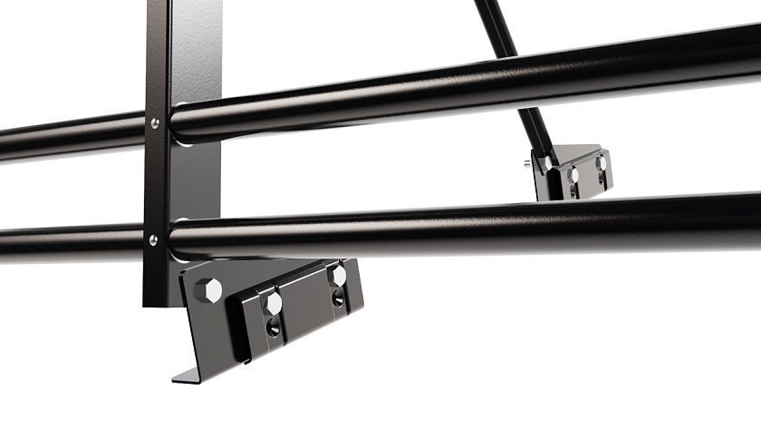 Ограждение кровельное NewLine H-90см, 3м, для фальц. кров., чёрный (RAL 9005), с двумя доп. трубами