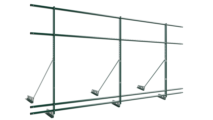 Ограждение кровельное NewLine H-120см, 3м, для фальц. кров., зеленый мох (RAL 6005), с двумя доп. трубами