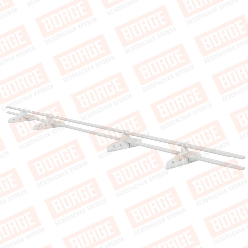 Снегозадержатель трубчатый Русский Рубеж 20х40мм, 3м, 4 опоры, для фальц. кровли, сигнально-белый (RAL 9003)