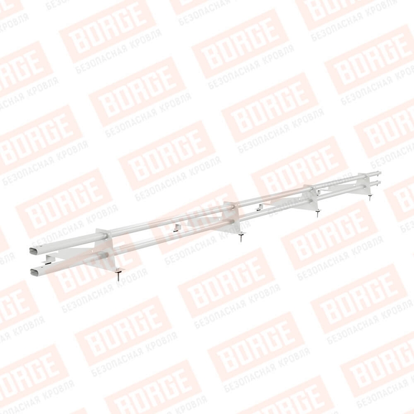 Снегозадержатель трубчатый BORGE 3м, 4 опоры, для МЧ с выс. ступ., сигнально-белый (RAL 9003), 400мм