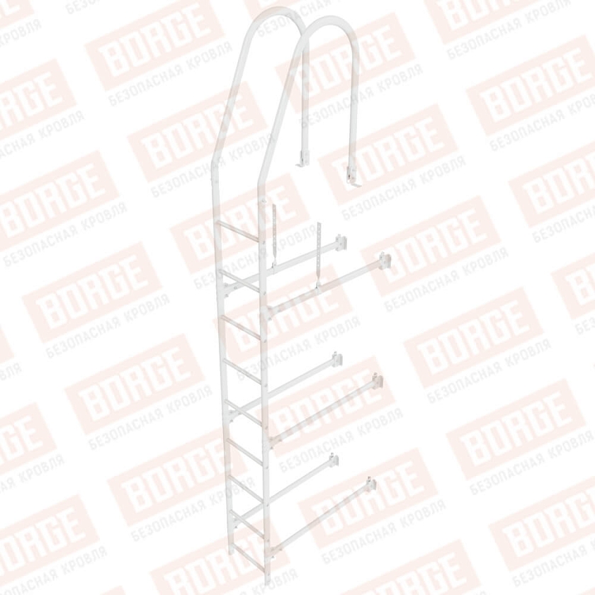 Комплект лестница фасадная BORGE (верхняя секция), 2,7м, сигнально-белый (RAL 9003)