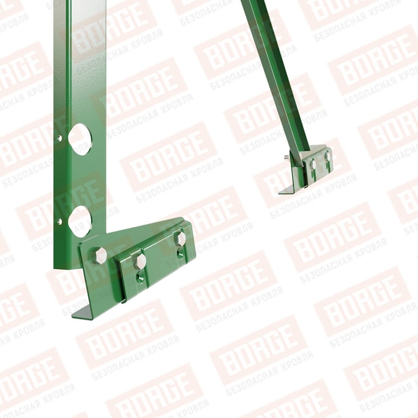 Ограждение кровельное Русский Рубеж H-90см, 3м, для фальцевой кровли, лиственно-зеленый (RAL 6002)