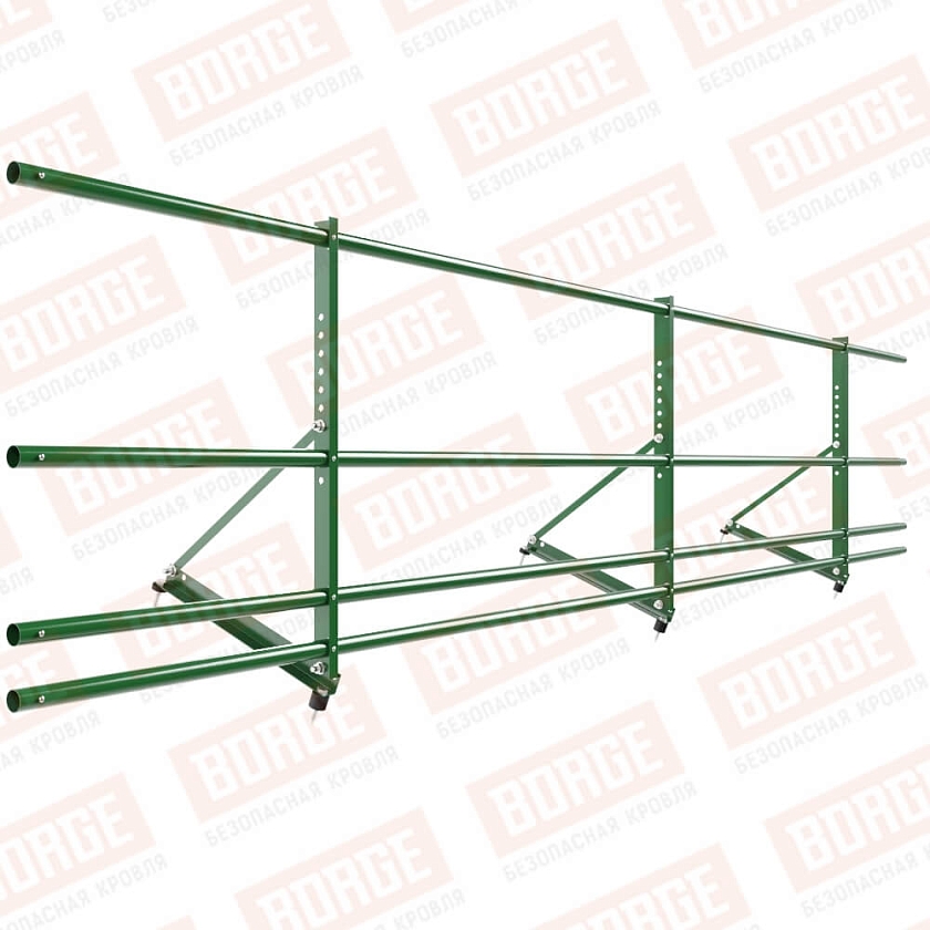 Ограждение декоративное NewLine H-60см, 3м, лиственно-зеленый (RAL 6002), с двумя доп. трубами