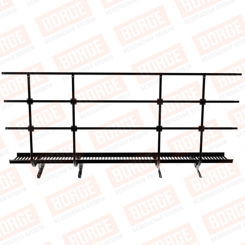 Мостик переходной с ограждением BORGE Н-120см, 3м, для фальцевой кровли, чёрный (RAL 9005)