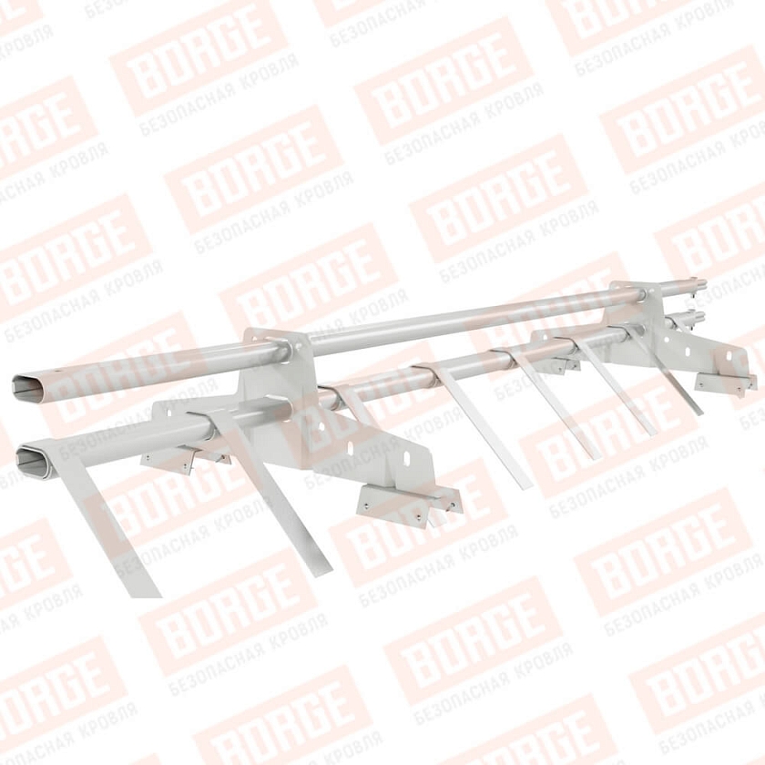 Снегозадержатель трубчатый BORGE 1,5м, 2 опоры, для профнастила Н-60, Н-75, сигнально-белый (RAL 9003)