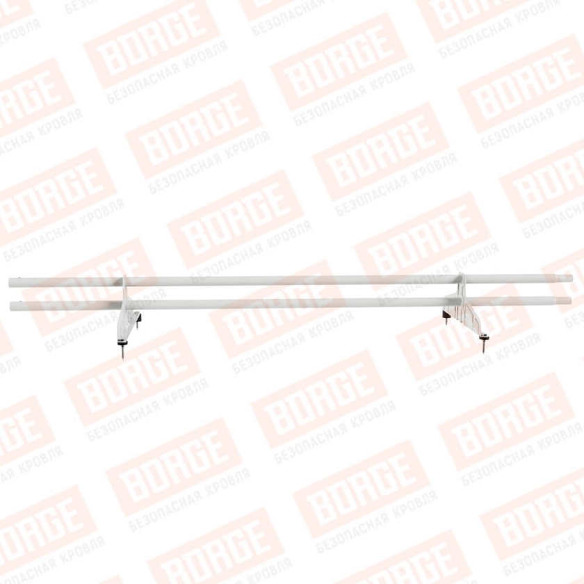 Снегозадержатель трубчатый Русский Рубеж D-25мм, 1,5м, 2 опоры, сигнально-белый (RAL 9003)