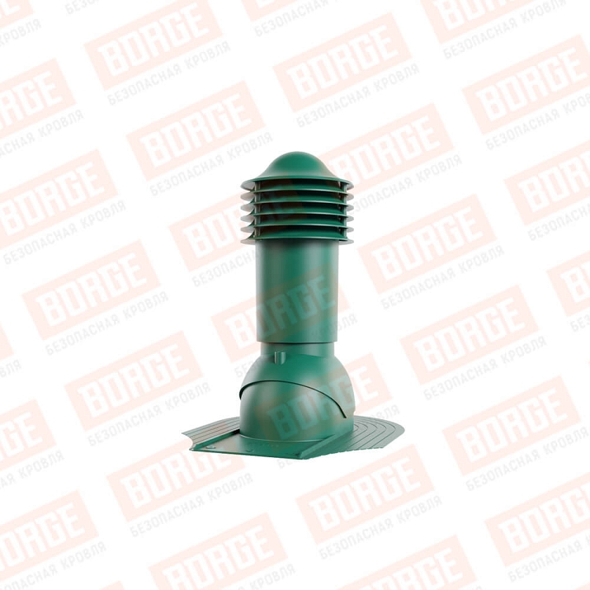 Труба вентиляционная Viotto, для мягкой кровли при монтаже, d-110мм, h-550мм, неутепленная, зеленый мох (RAL 6005)