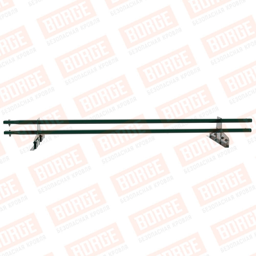 Снегозадержатель трубчатый Русский Рубеж 25х45мм, 1,5м, 2 опоры, для фальц. кров., зеленый мох (RAL 6005)