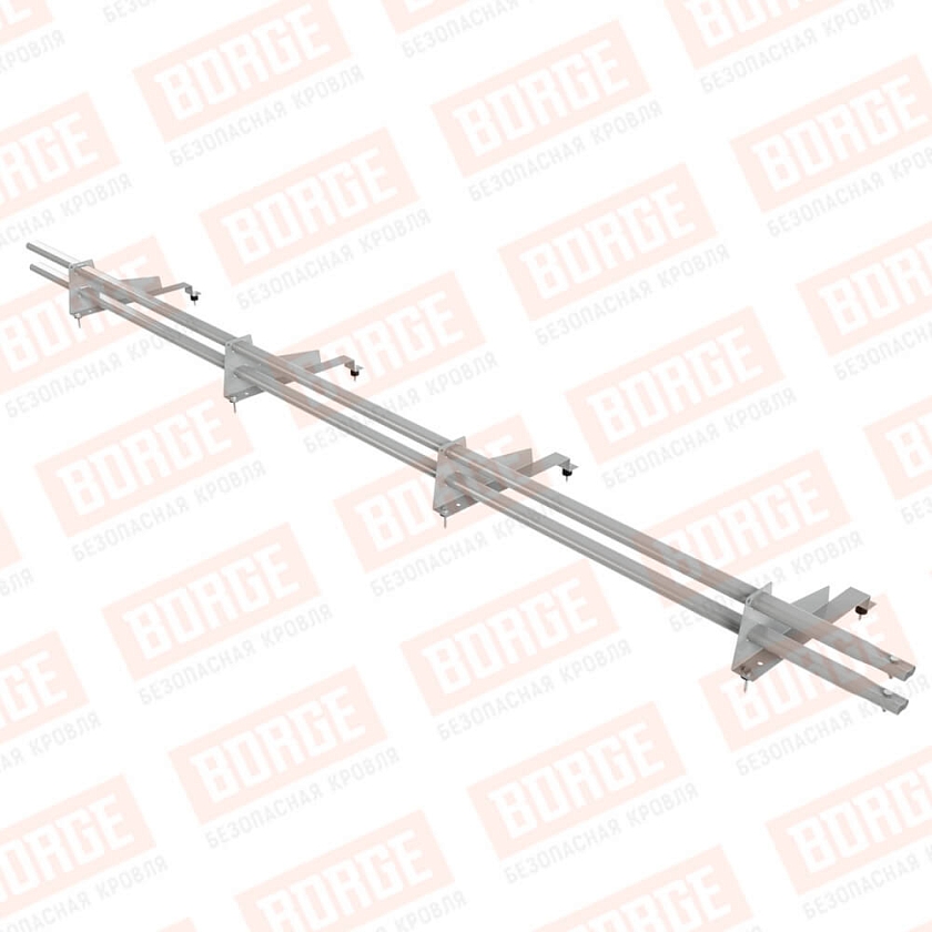 Снегозадержатель трубчатый Русский Рубеж 3м, 4 опоры, для МЧ с выс. ступенькой, бело-алюминиевый (RAL 9006), 400мм