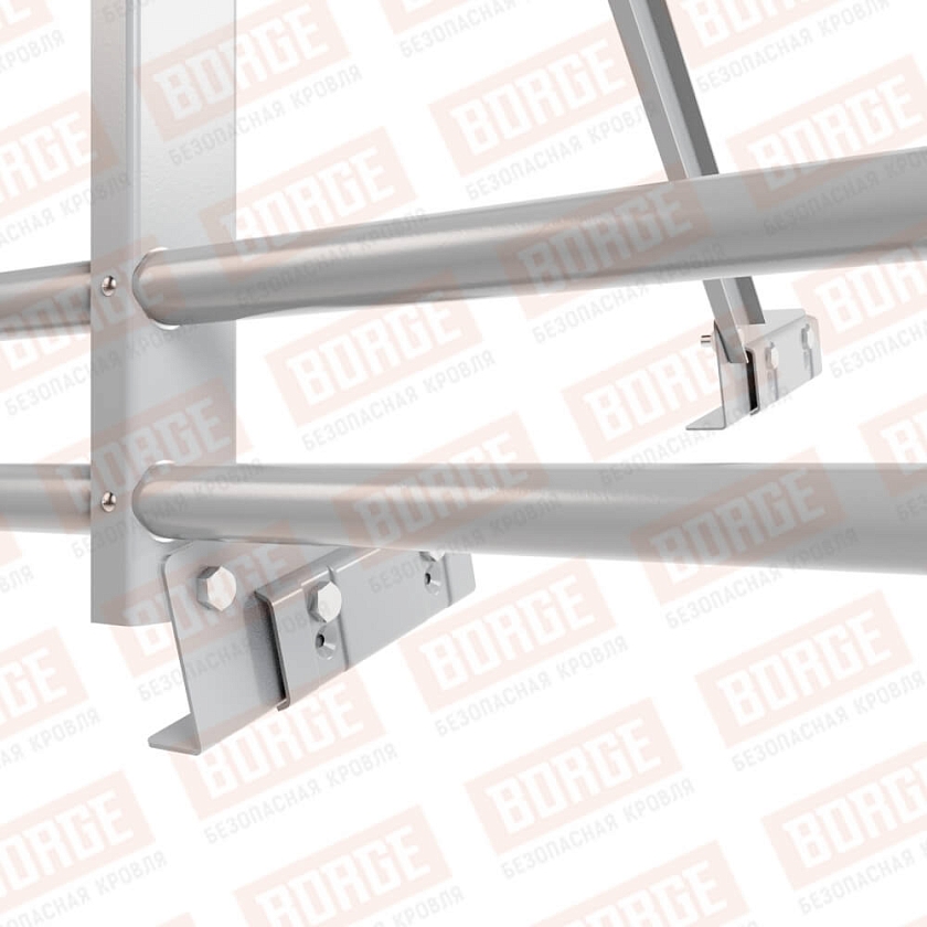 Ограждение кровельное Русский Рубеж H-120см, 3м, для фальцевой кровли, сигнально-серый (RAL 7004), с двумя доп. трубами