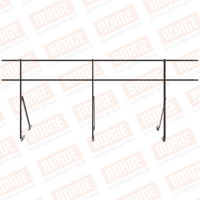Ограждение кровельное Русский Рубеж H-120см, 3м, для фальцевой кровли, серо-коричневый (RR 32)