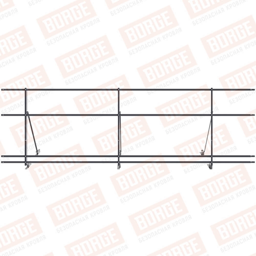 Ограждение декоративное NewLine H-90см, 3м, для фальц. кров., серый графит (RAL 7024), с двумя доп. трубами