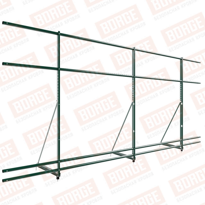 Ограждение декоративное NewLine H-120см, 3м, зеленый мох (RAL 6005), с двумя доп. трубами