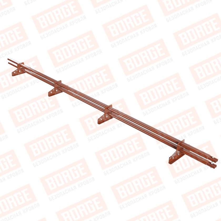 Снегозадержатель трубчатый BORGE 3м, 4 опоры, для фальцевой кровли, терракотовый (RAL 8004)
