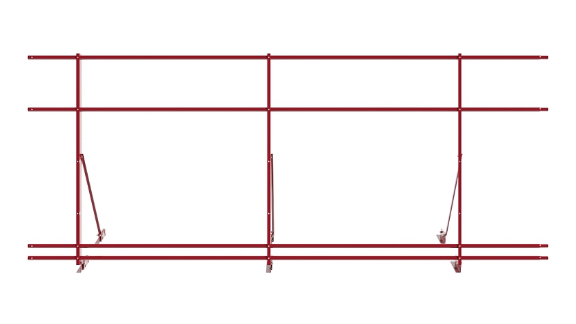 Ограждение кровельное NewLine H-120см, 3м, для фальц. кров., рубиново-красный (RAL 3003), с двумя доп. трубами
