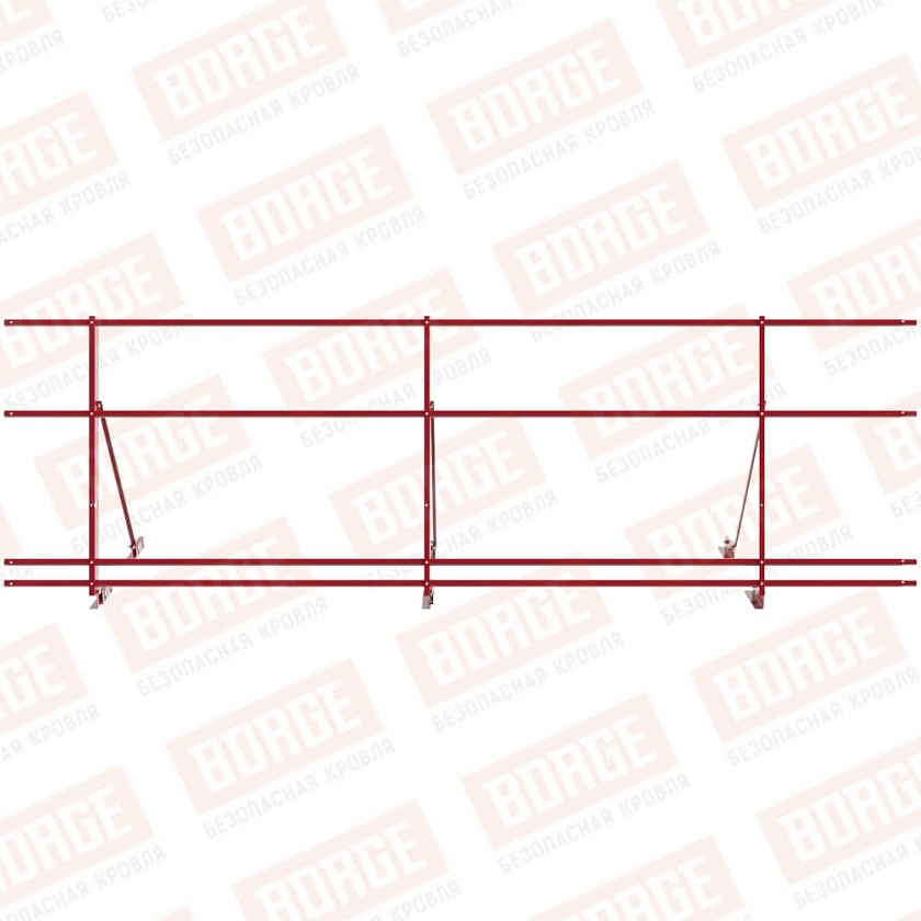 Ограждение декоративное NewLine H-90см, 3м, для фальц. кров., рубиново-красный (RAL 3003), с двумя доп. трубами