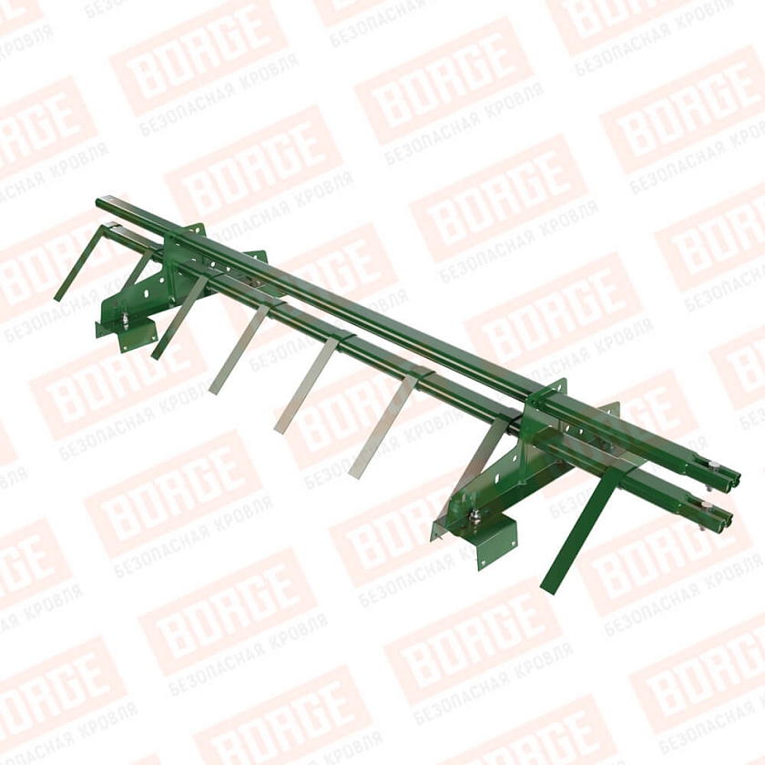 Снегозадержатель трубчатый BORGE 1,5м, 2 опоры, для профнастила Н-114, лиственно-зеленый (RAL 6002)