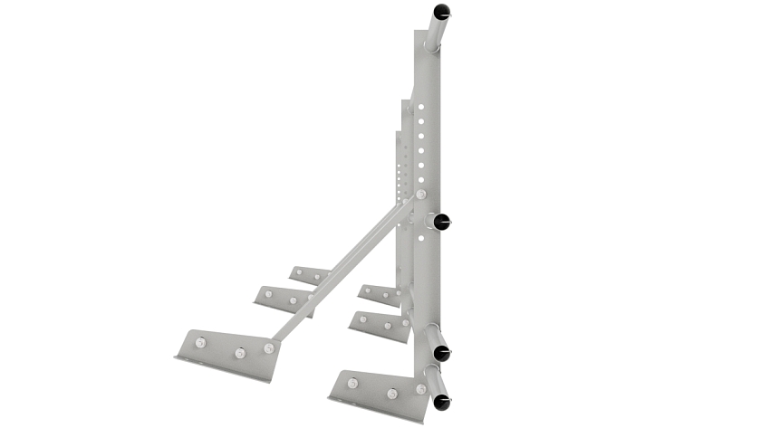 Ограждение кровельное NewLine H-60см, 3м, для фальц. кров., бело-алюминиевый (RAL 9006), с двумя доп. трубами