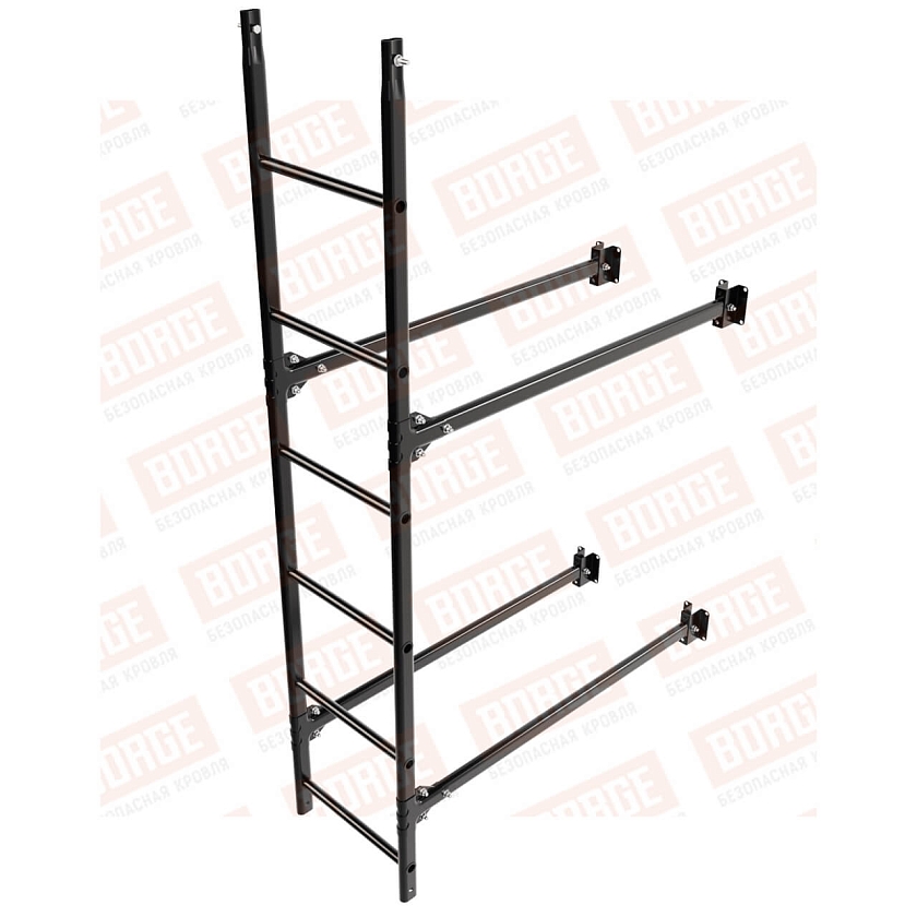 Комплект лестница фасадная BORGE (нижняя секция), 1,8м, чёрный (RAL 9005)