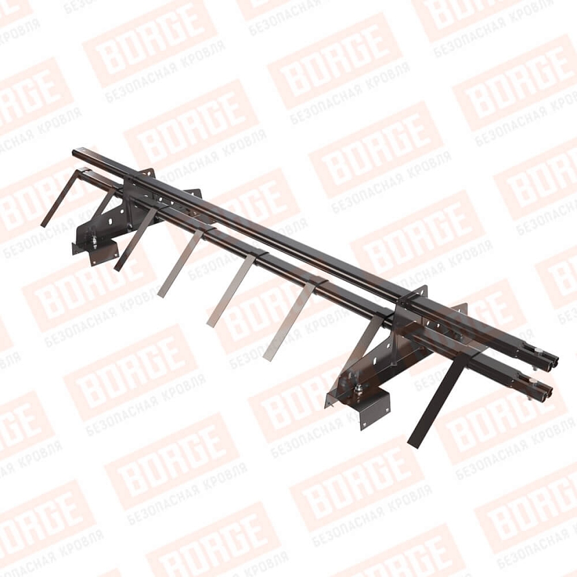 Снегозадержатель трубчатый BORGE 1,5м, 2 опоры, для профнастила Н-114, серо-коричневый (RR 32)