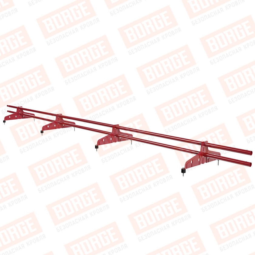 Снегозадержатель трубчатый Русский Рубеж D-25мм, 3м, 4 опоры, рубиново-красный (RAL 3003)
