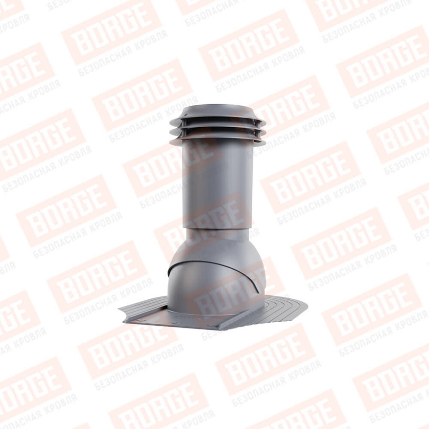 Выход вентиляции канализации Viotto, для мягкой кровли при монтаже, серый графит (RAL 7024)