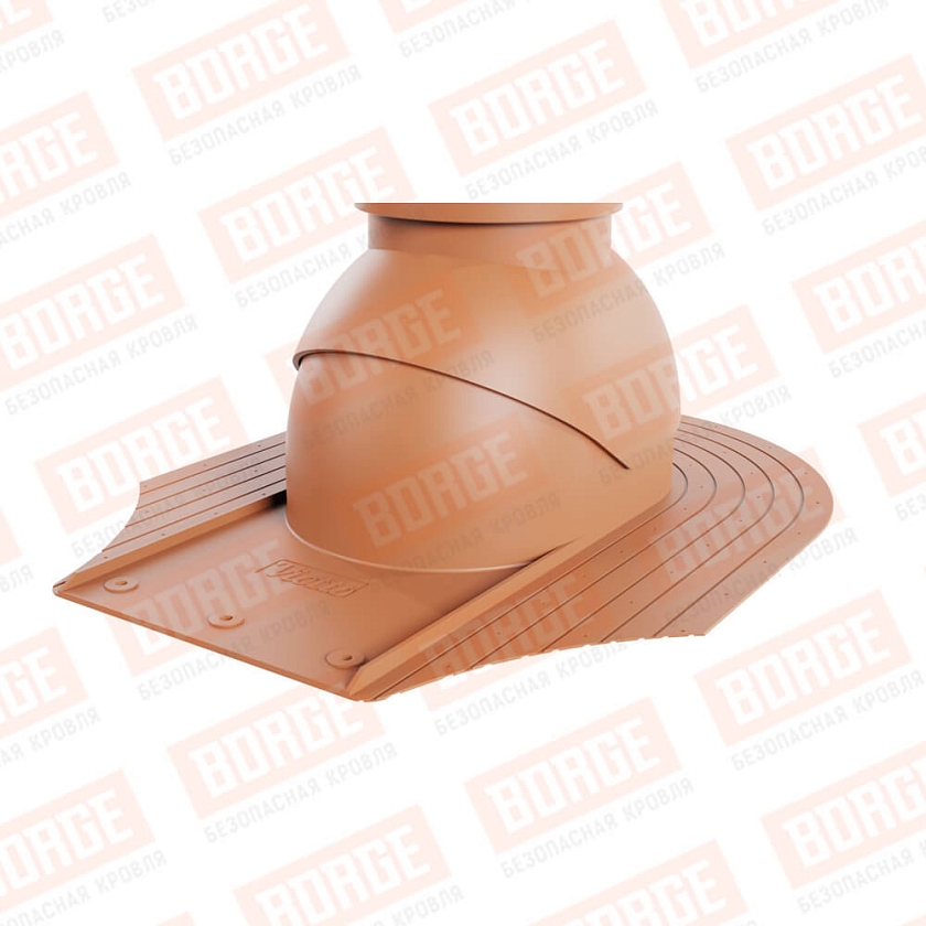 Выход вентиляции канализации Viotto, для мягкой кровли при монтаже, терракотовый (RAL 8004)