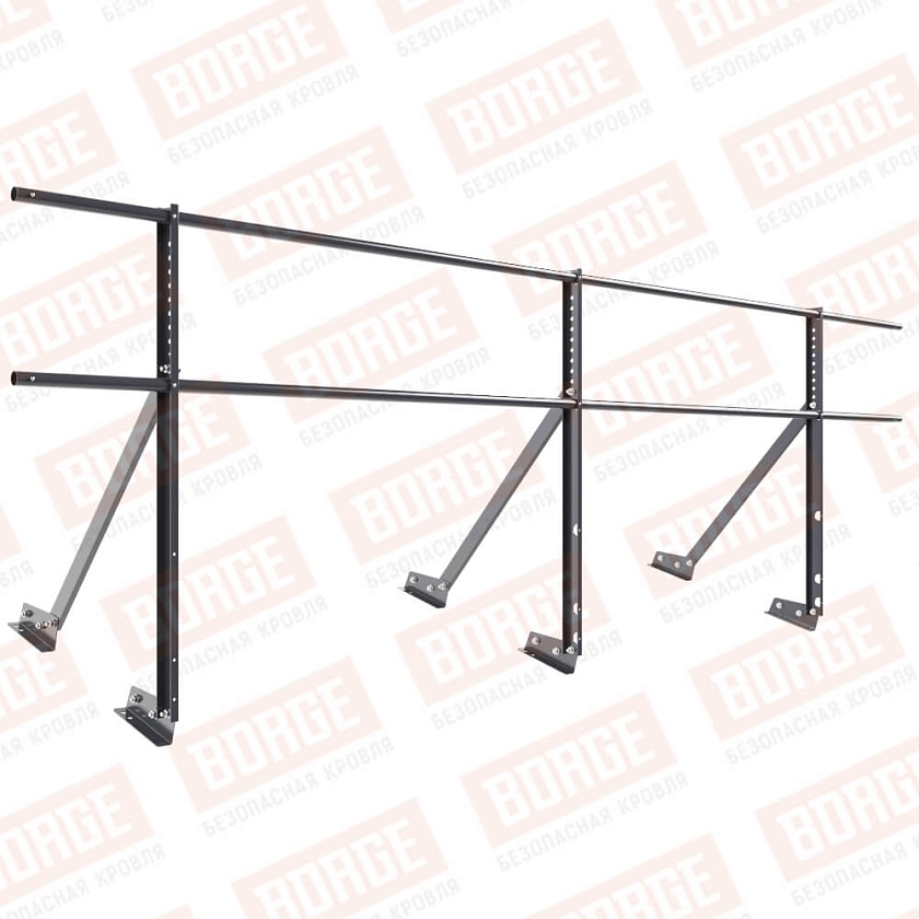 Ограждение кровельное Русский Рубеж H-90см, 3м, для фальцевой кровли, серый графит (RAL 7024)