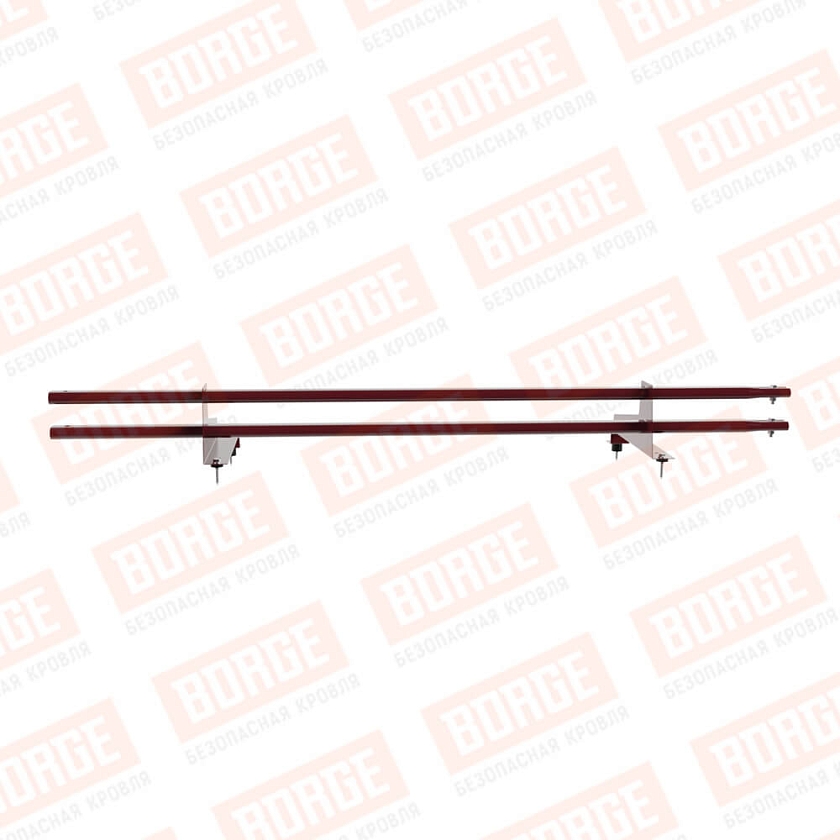 Снегозадержатель трубчатый Русский Рубеж 1,5м, 2 опоры, для МЧ с выс. ступ., красное вино (RAL 3005), 350мм