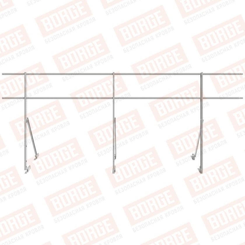 Ограждение кровельное Русский Рубеж H-120см, 3м, для фальцевой кровли, бело-алюминиевый (RAL 9006)