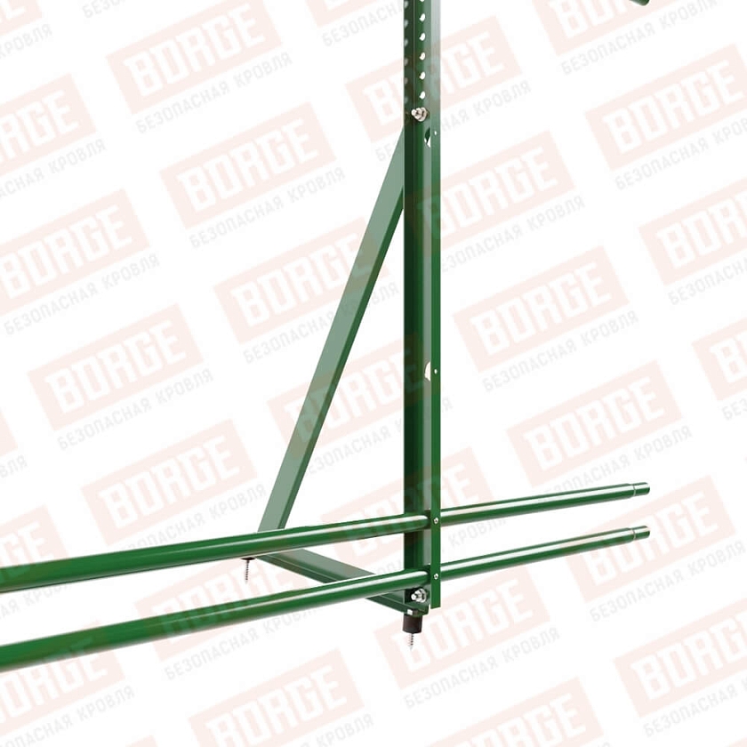 Ограждение кровельное Русский Рубеж H-120см, 3м, лиственно-зеленый (RAL 6002), с двумя доп. трубами