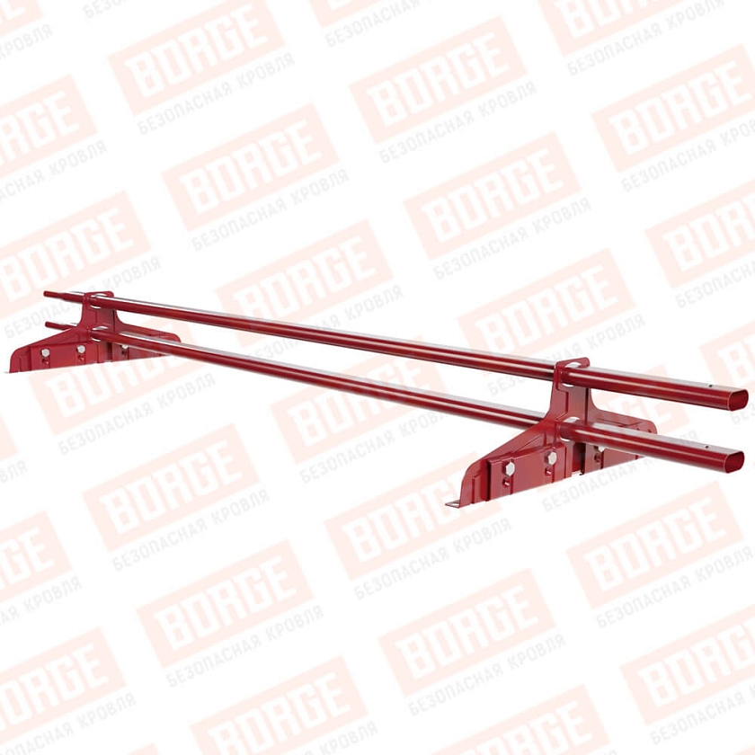 Снегозадержатель трубчатый Русский Рубеж 20х40мм, 1,5м, 2 опоры, для фальц. кровли, рубиново-красный (RAL 3003)