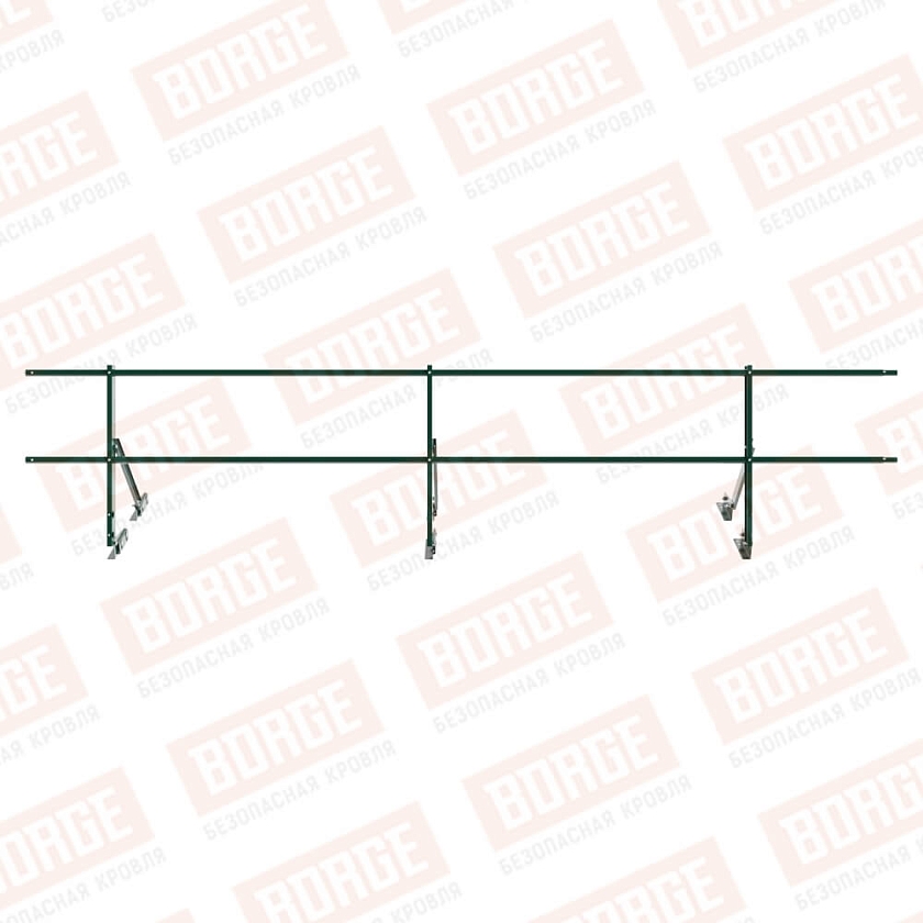 Ограждение кровельное Русский Рубеж H-60см, 3м, для фальцевой кровли, зеленый мох (RAL 6005)