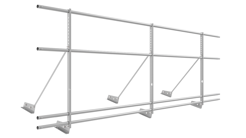 Ограждение кровельное NewLine H-90см, 3м, для фальц. кров., сигнально-серый (RAL 7004), с двумя доп. трубами