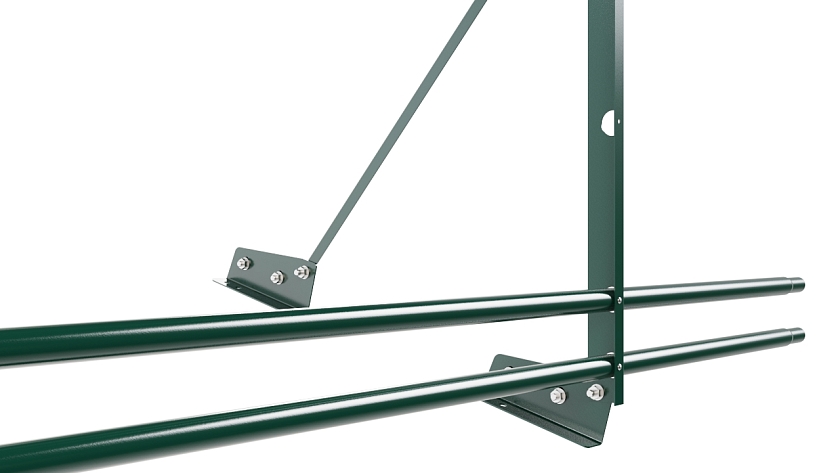 Ограждение кровельное NewLine H-90см, 3м, для фальц. кров., зеленый мох (RAL 6005), с двумя доп. трубами