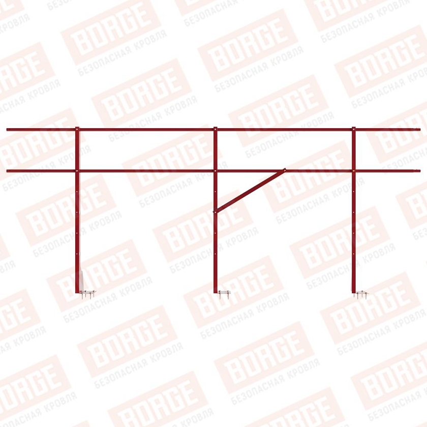 Ограждение плоских кровель Русский Рубеж Н-120, 3м, верхнее крепление, рубиново-красный (RAL 3003)