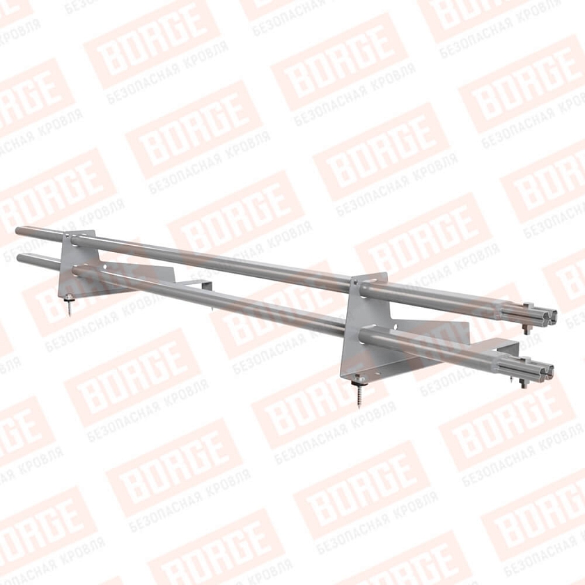 Снегозадержатель трубчатый BORGE 1,5м, 2 опоры, для МЧ с выс. ступ., сигнально-серый (RAL 7004), 400мм