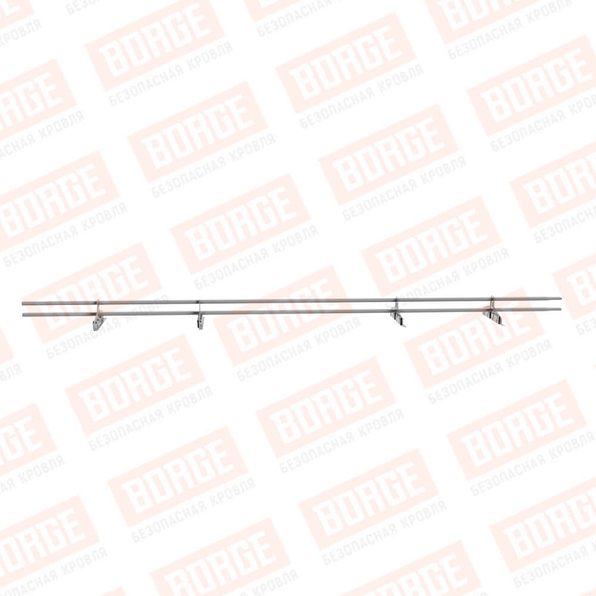 Снегозадержатель трубчатый Русский Рубеж 20х40мм, 3м, 4 опоры, для фальц. кровли, сигнально-серый (RAL 7004)