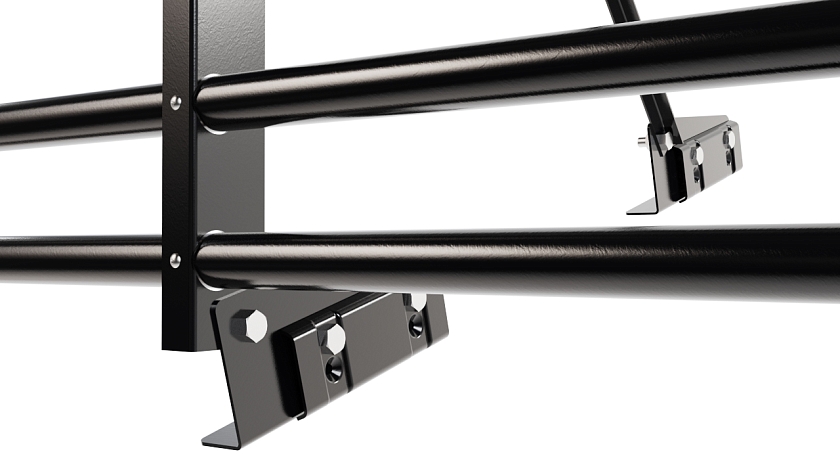 Ограждение кровельное NewLine H-120см, 3м, для фальц. кров., чёрный (RAL 9005), с двумя доп. трубами