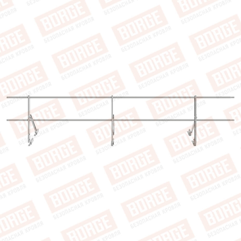 Ограждение кровельное Русский Рубеж H-60см, 3м, для фальцевой кровли, бело-алюминиевый (RAL 9006)