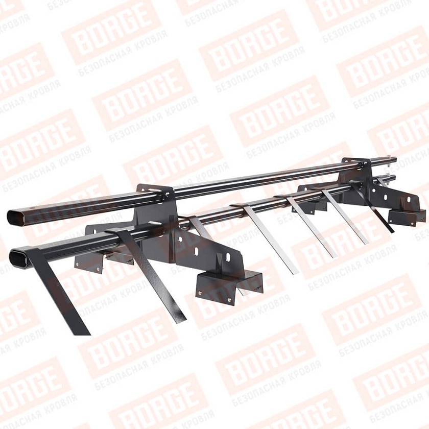 Снегозадержатель трубчатый BORGE 1,5м, 2 опоры, для профнастила Н-114, серый графит (RAL 7024)